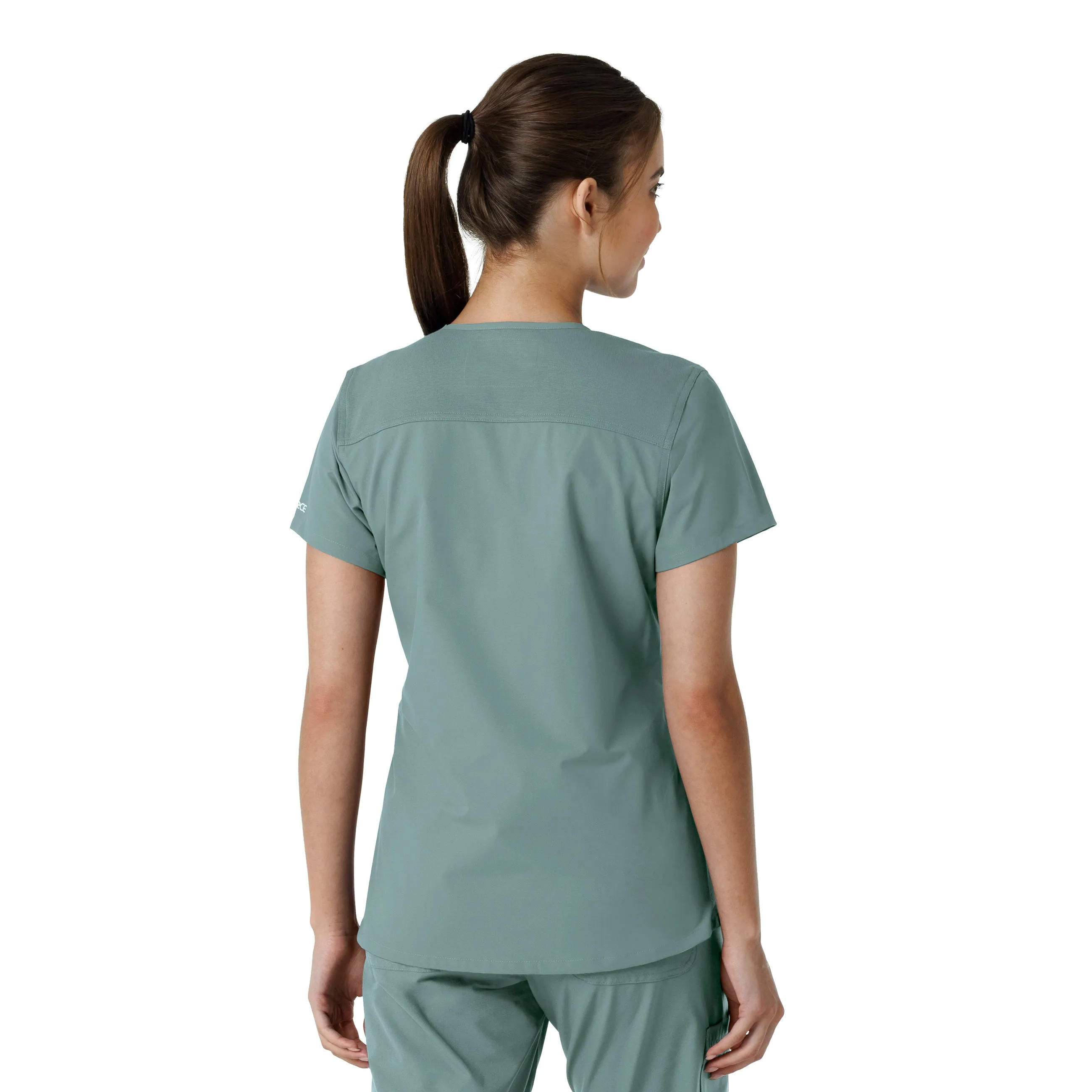 Carhartt Force Essentials Women's V-Neck Knit Panel Scrub Top - Summer Blue