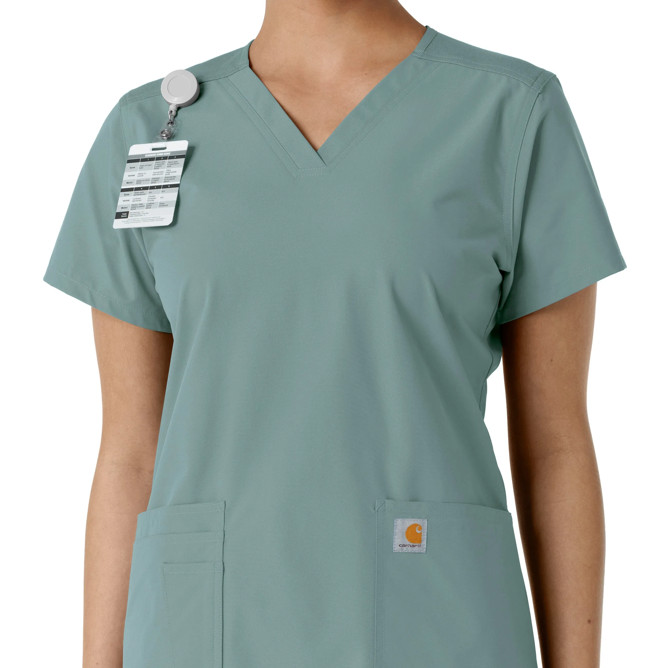 Carhartt Force Essentials Women's V-Neck Knit Panel Scrub Top - Summer Blue