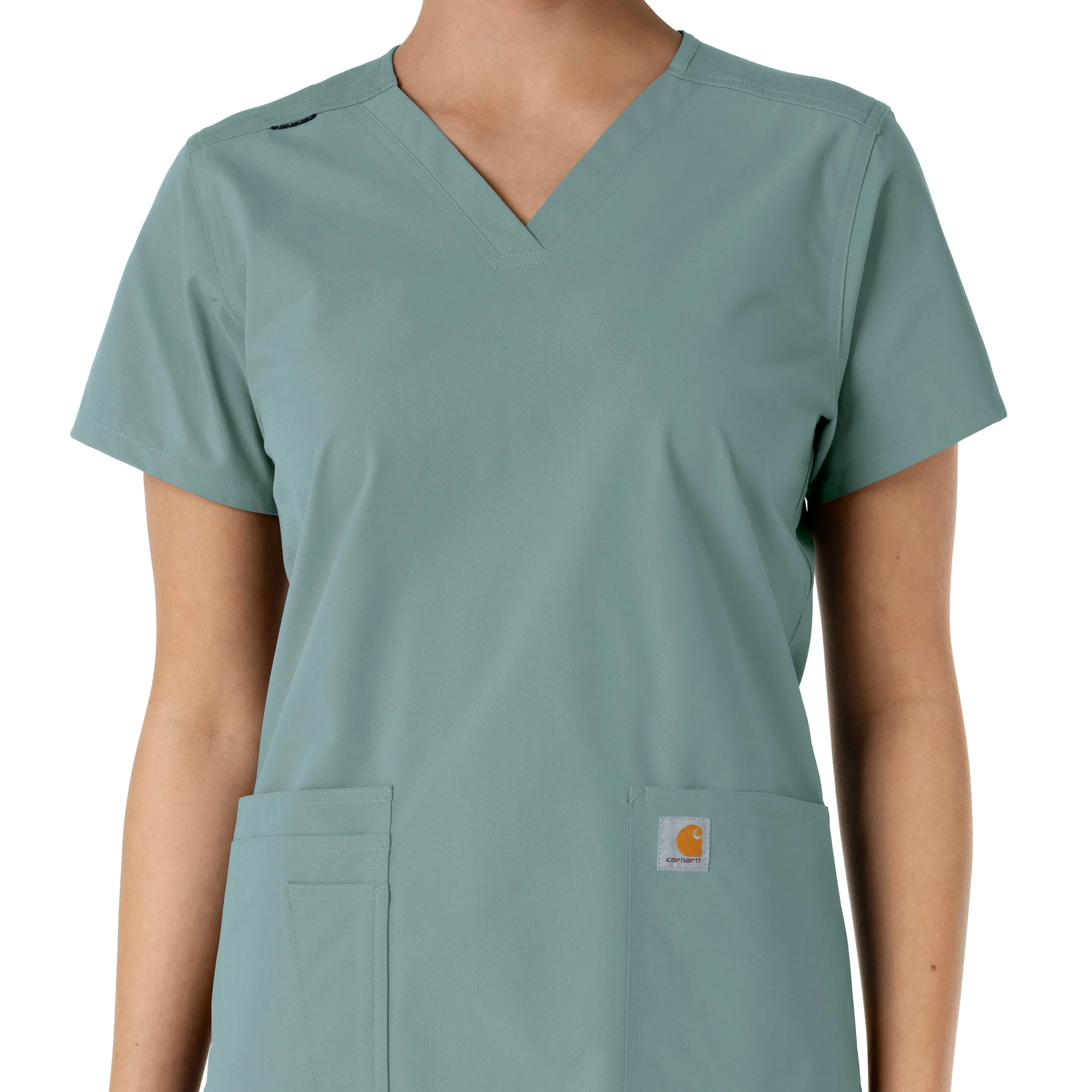 Carhartt Force Essentials Women's V-Neck Knit Panel Scrub Top - Summer Blue