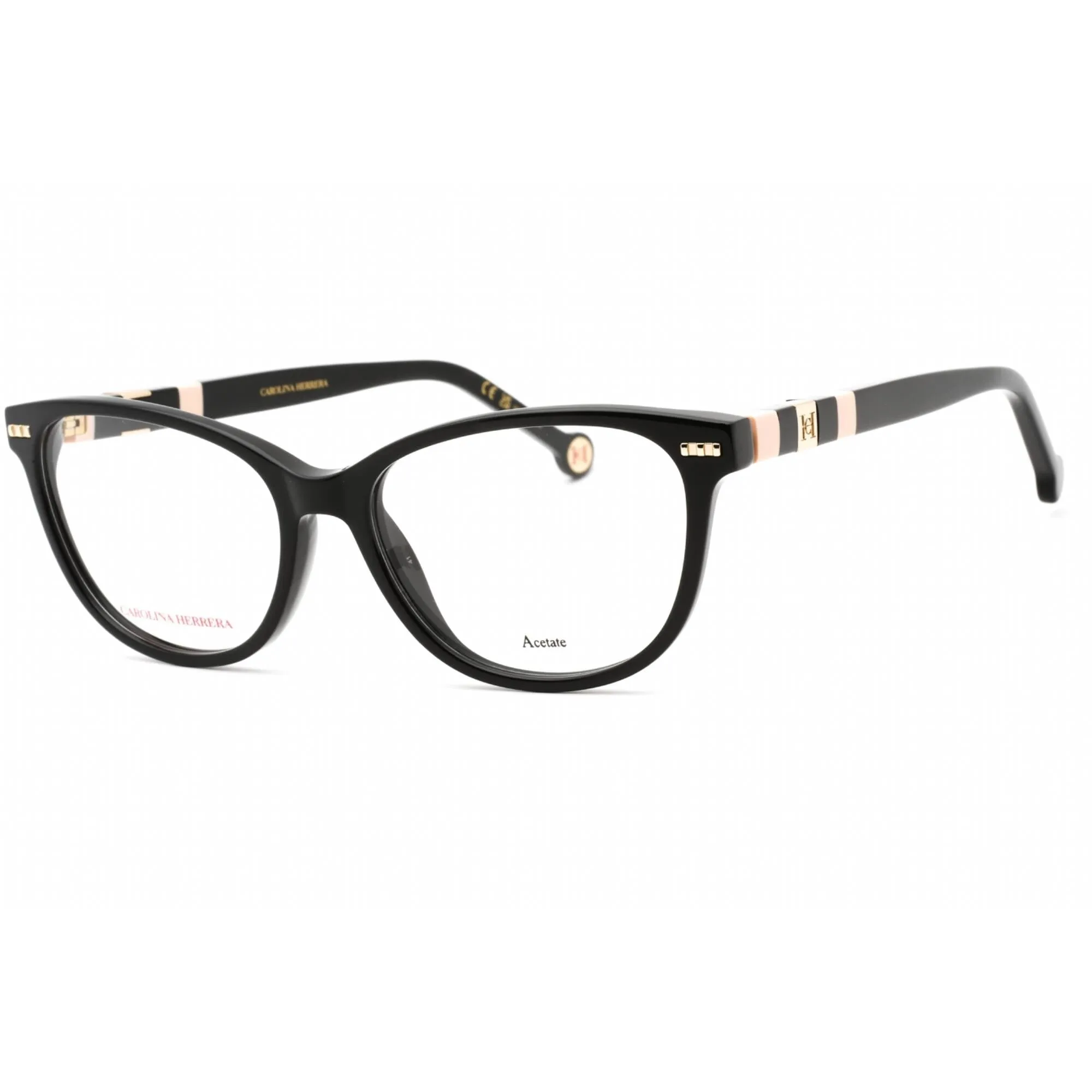 Carolina Herrera Women's Eyeglasses - Black Pink Plastic Cat Eye Frame | CH 0048 03H2