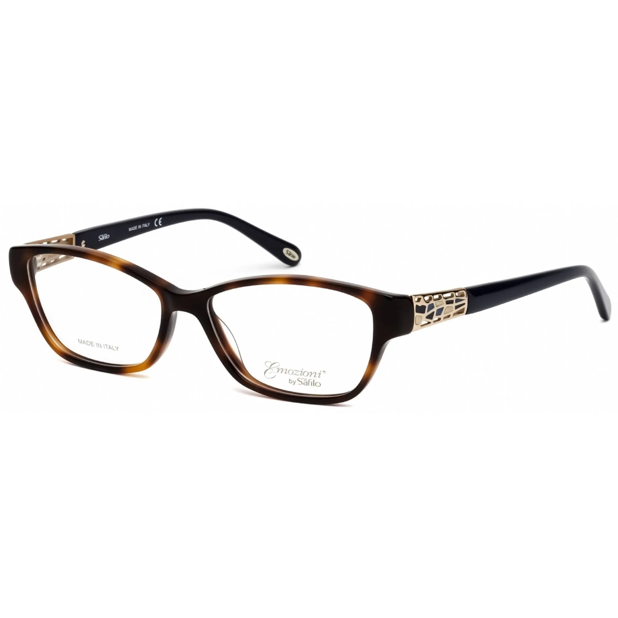 Emozioni Women's Eyeglasses - Light Havana Acetate Full Rim Cat Eye | EM 4053 0SX7