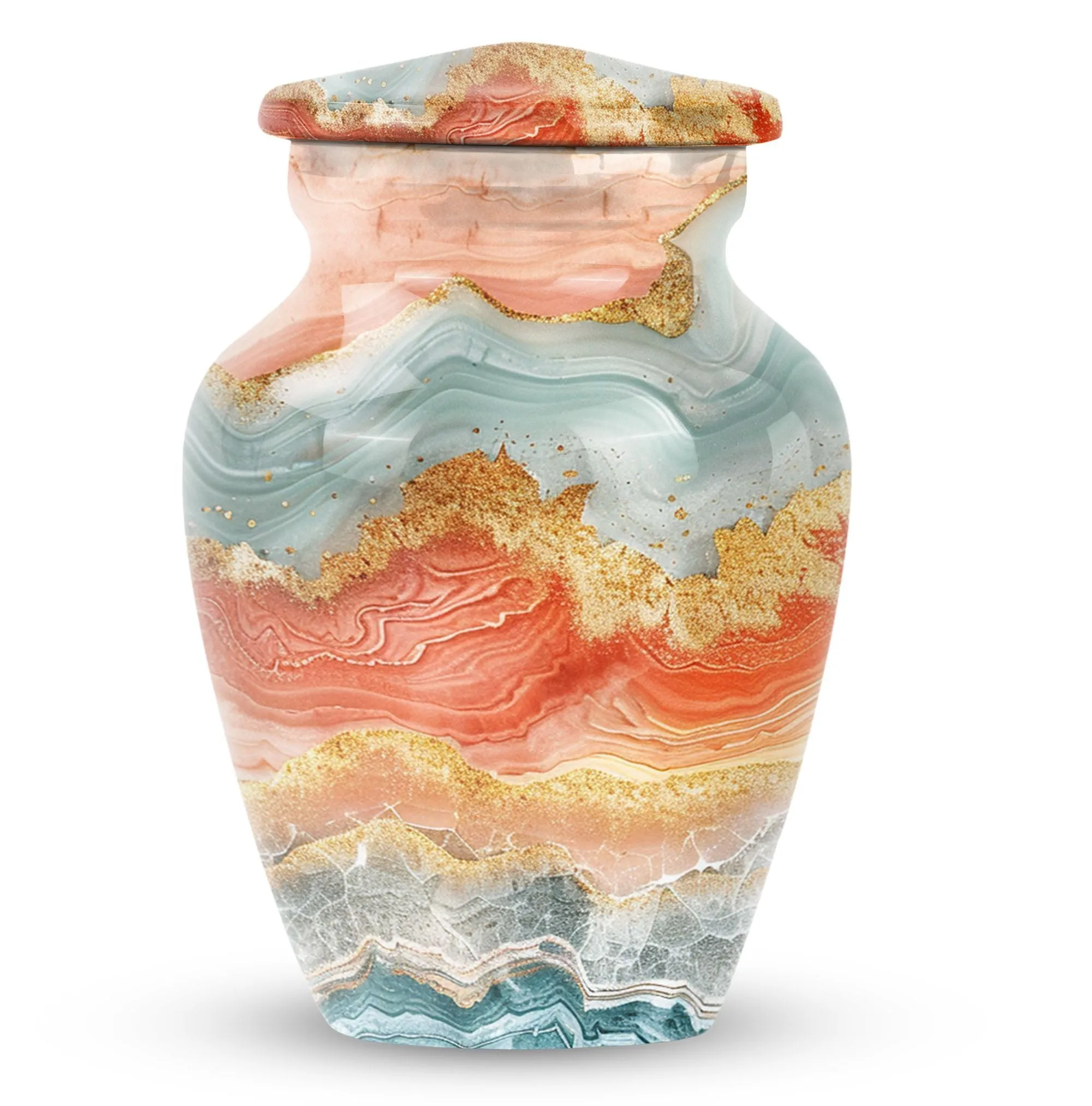 Eternal Harmonium: Vibrant Swirl Cremation Urn, Uniquely Crafted