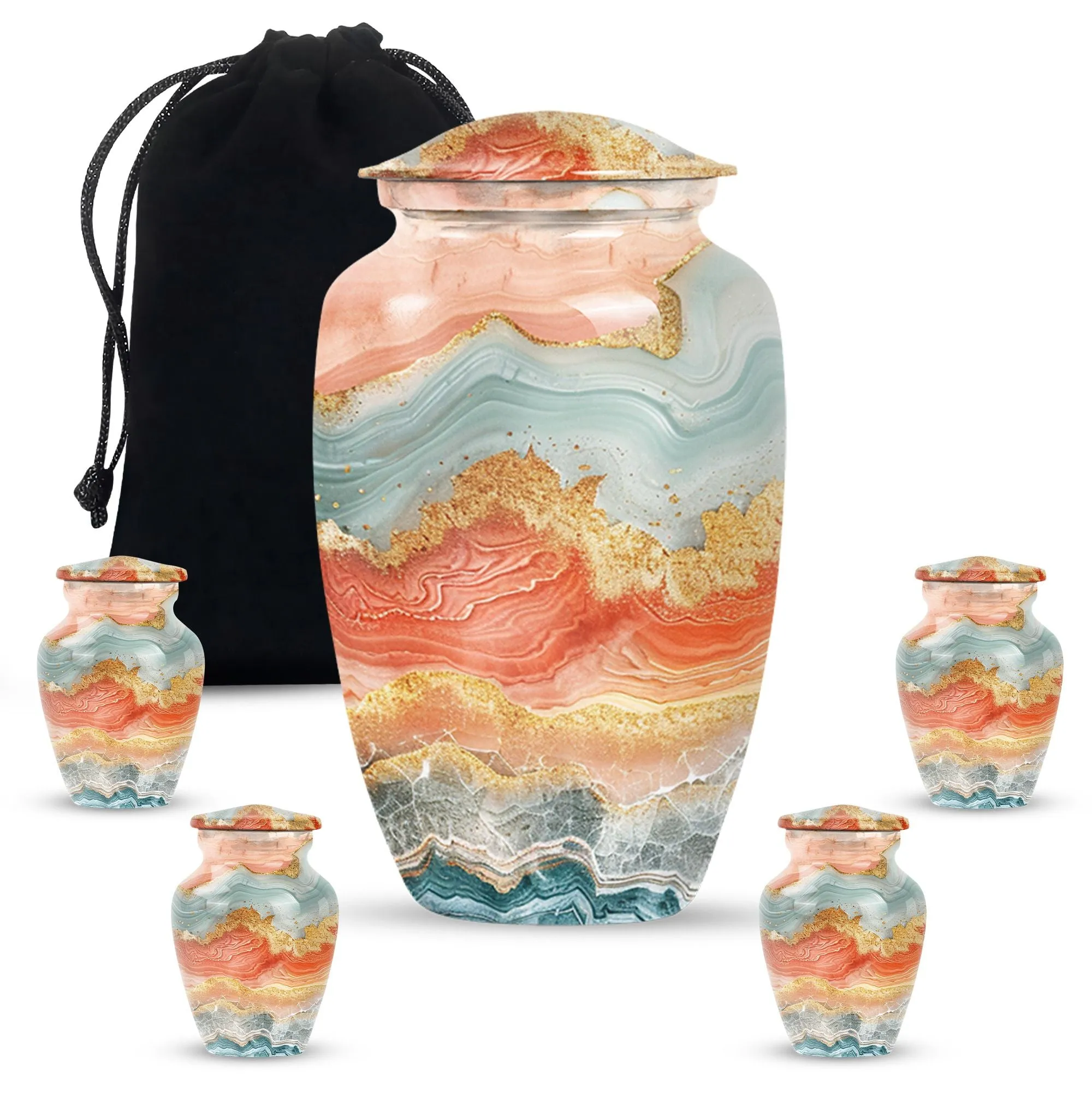 Eternal Harmonium: Vibrant Swirl Cremation Urn, Uniquely Crafted