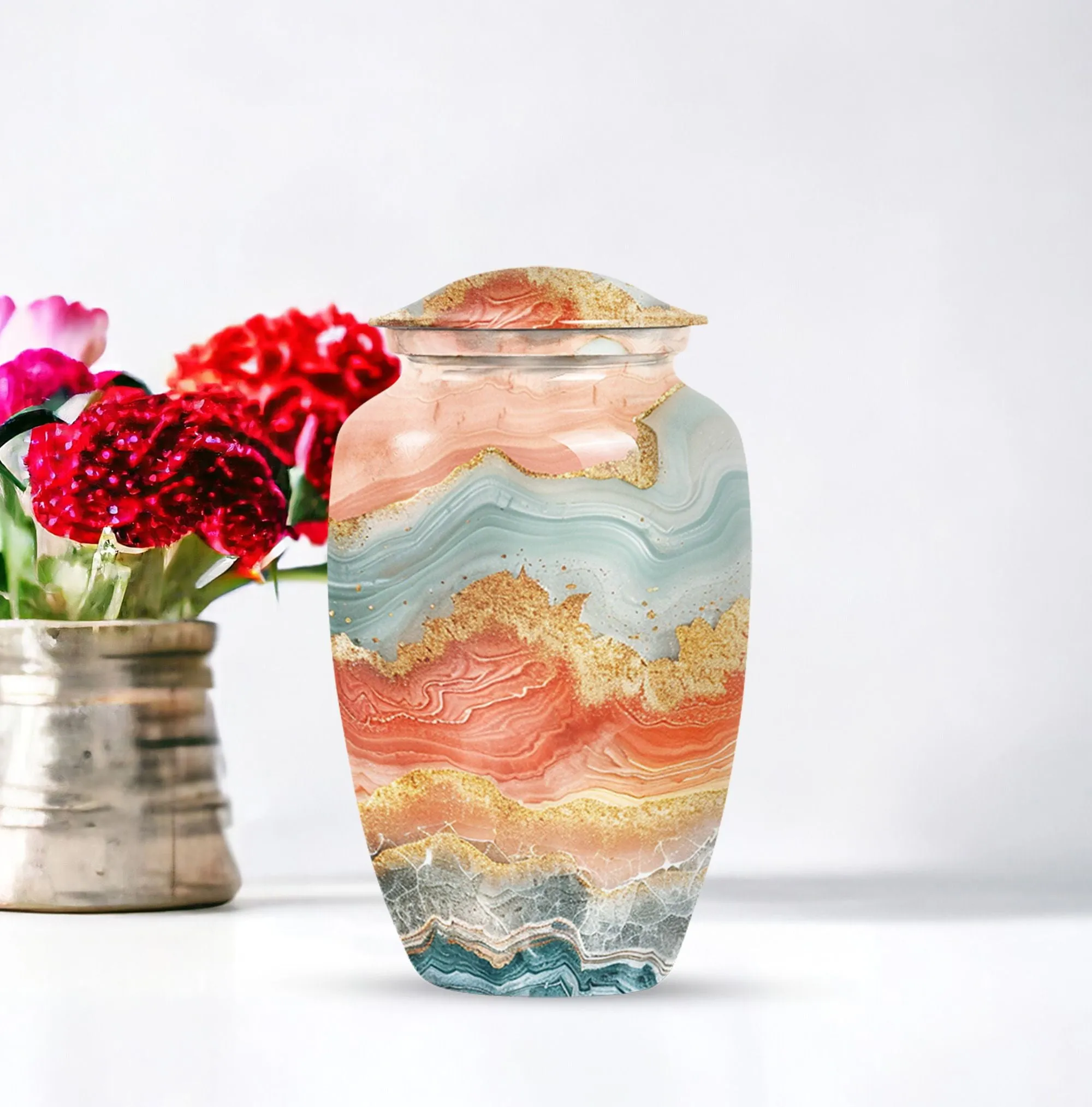 Eternal Harmonium: Vibrant Swirl Cremation Urn, Uniquely Crafted