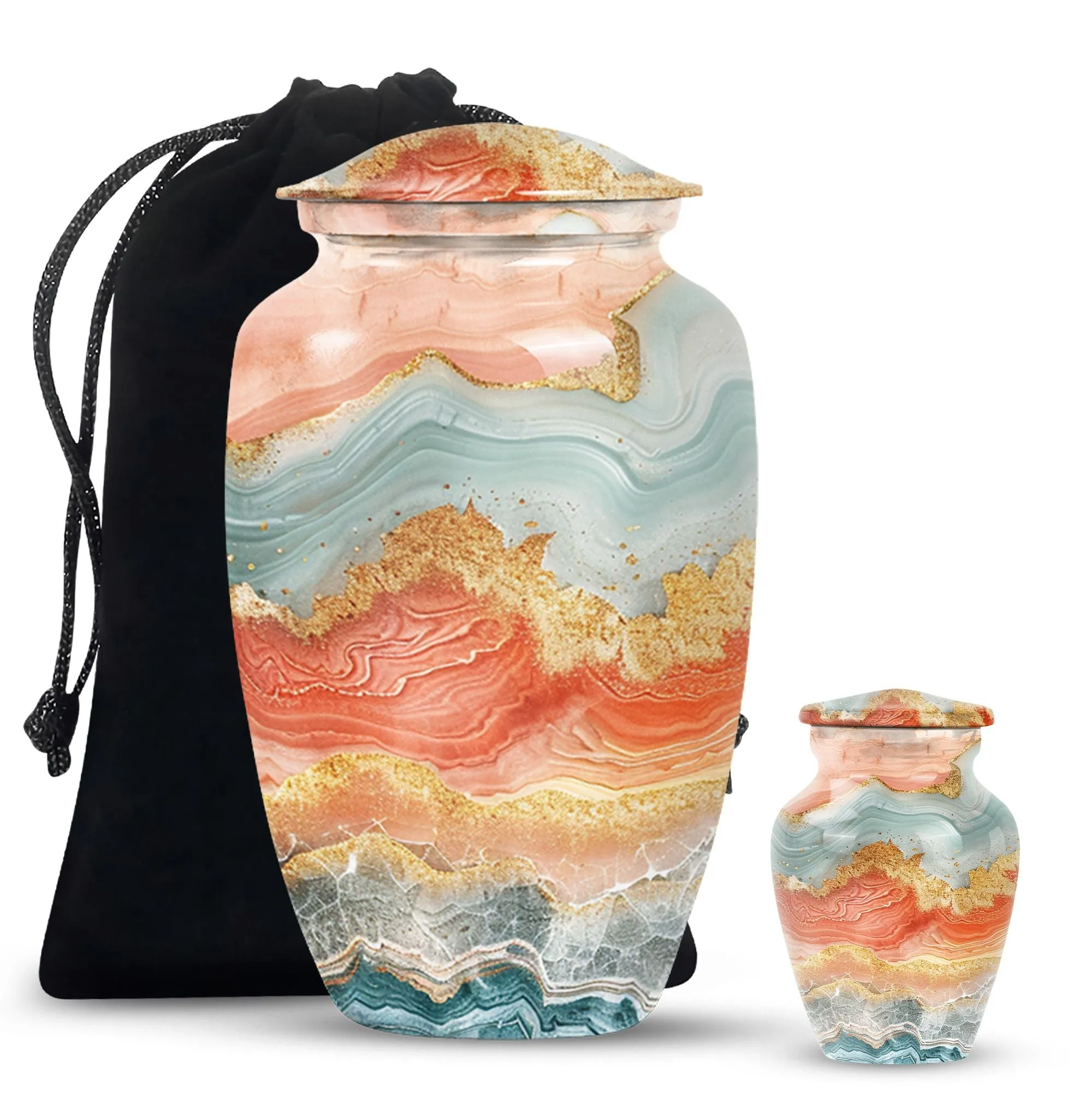 Eternal Harmonium: Vibrant Swirl Cremation Urn, Uniquely Crafted
