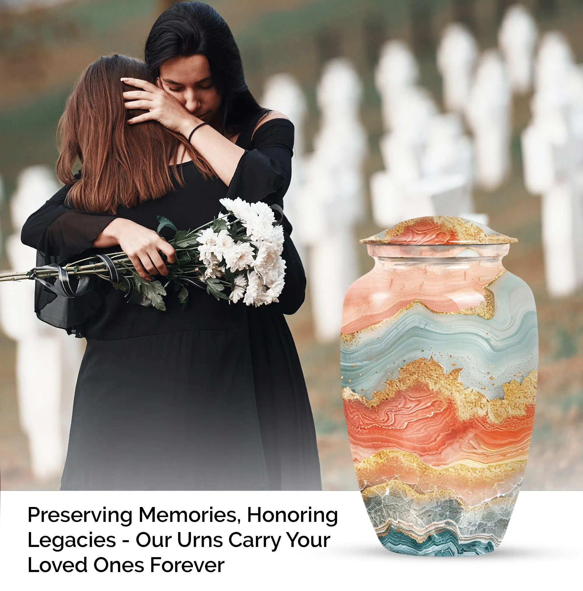 Eternal Harmonium: Vibrant Swirl Cremation Urn, Uniquely Crafted