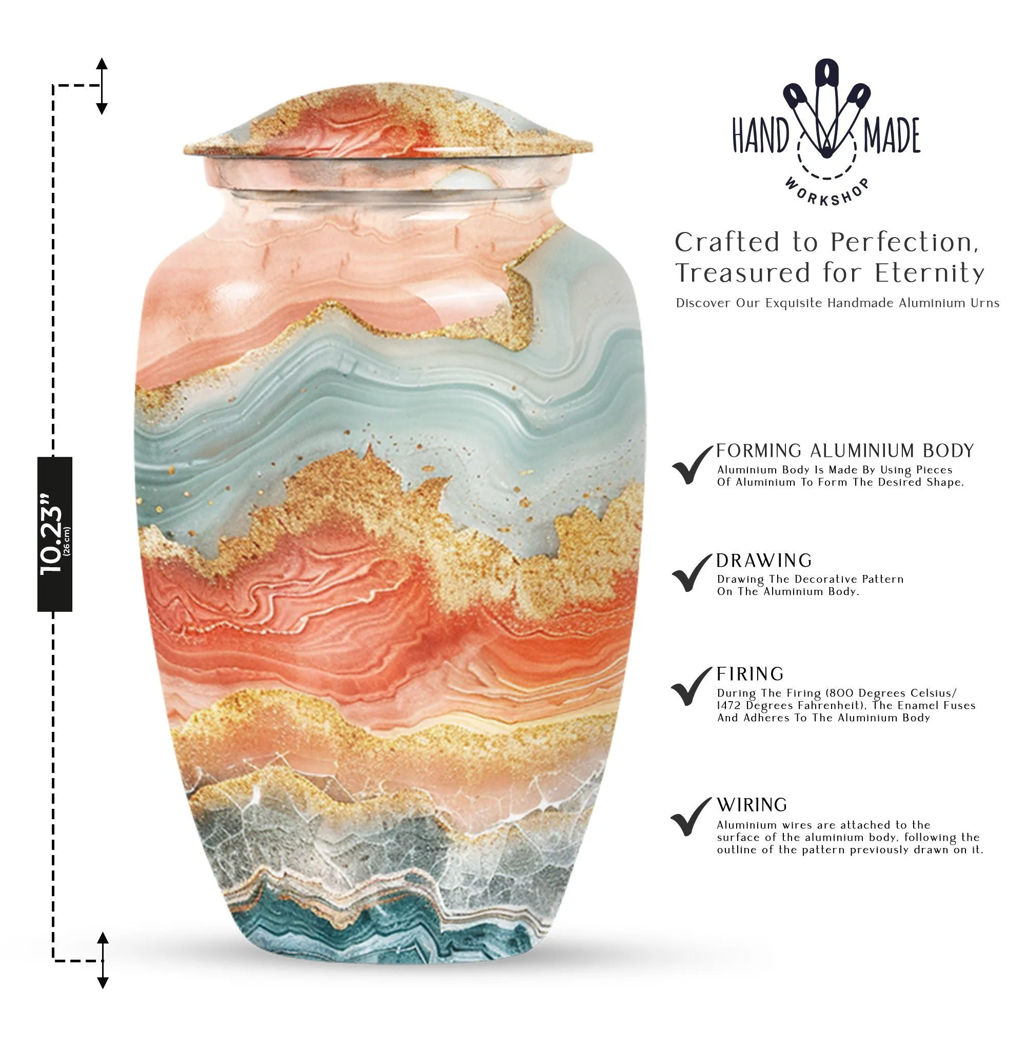 Eternal Harmonium: Vibrant Swirl Cremation Urn, Uniquely Crafted