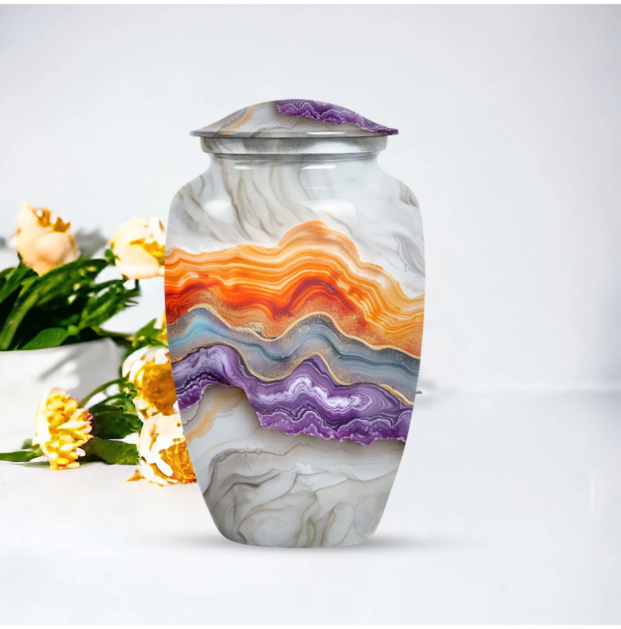 Eternal Horizon: Vibrant Swirl Cremation For Cherished Memories