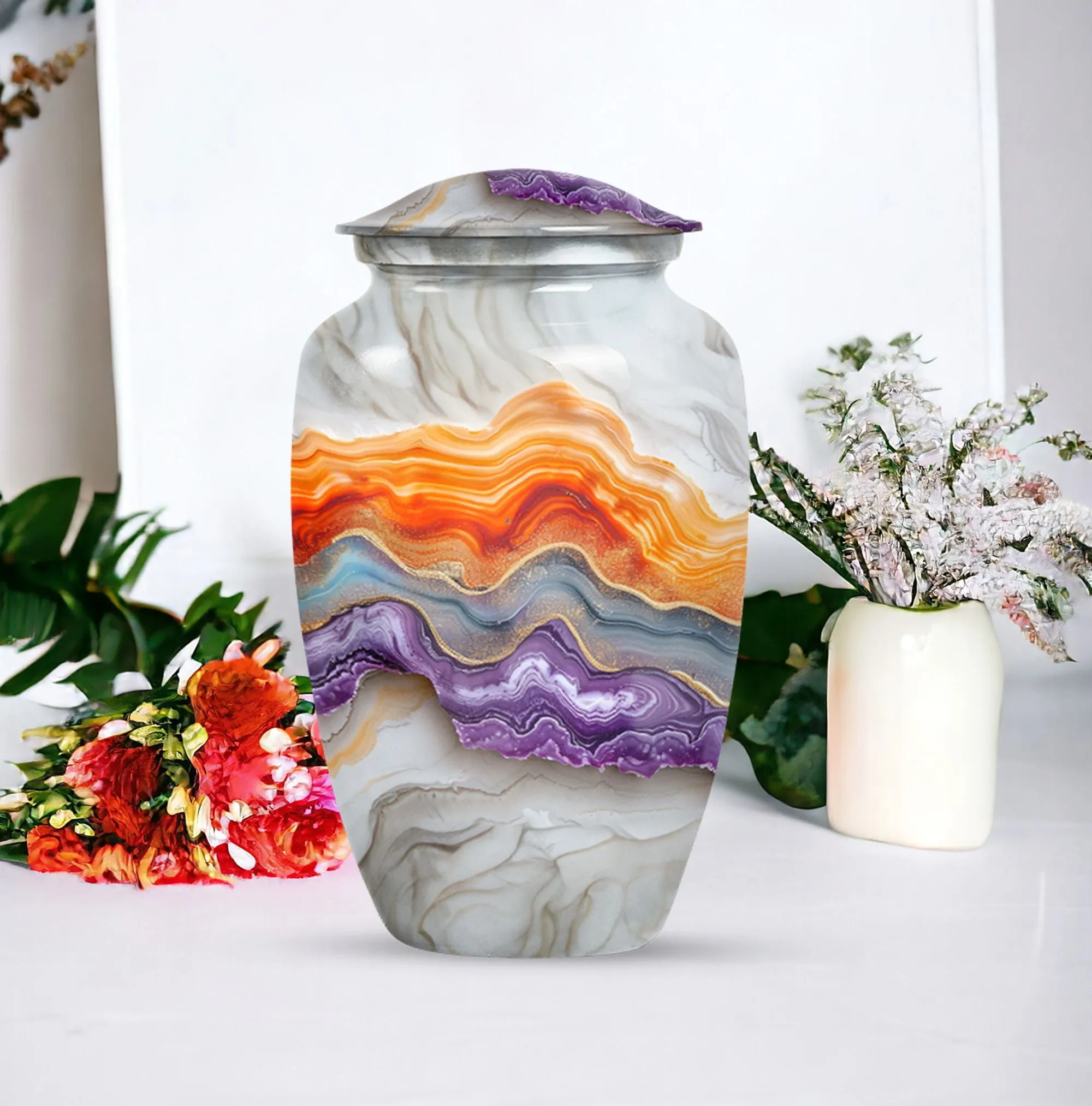Eternal Horizon: Vibrant Swirl Cremation For Cherished Memories