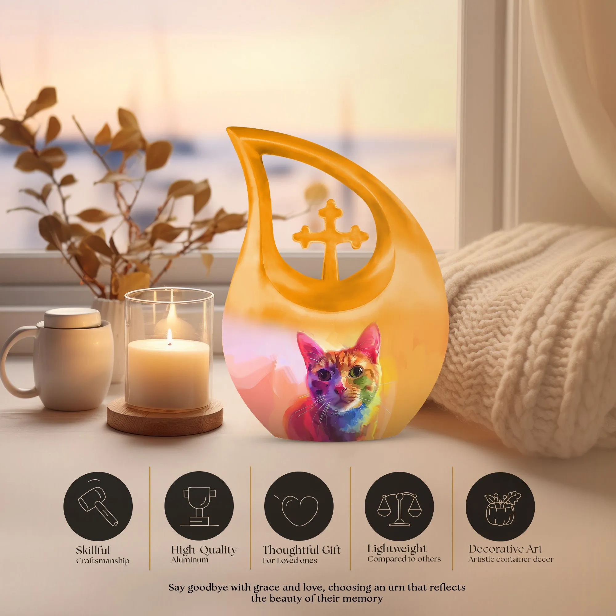 Feline Aura Urn -Containers For Ashes After Cremation