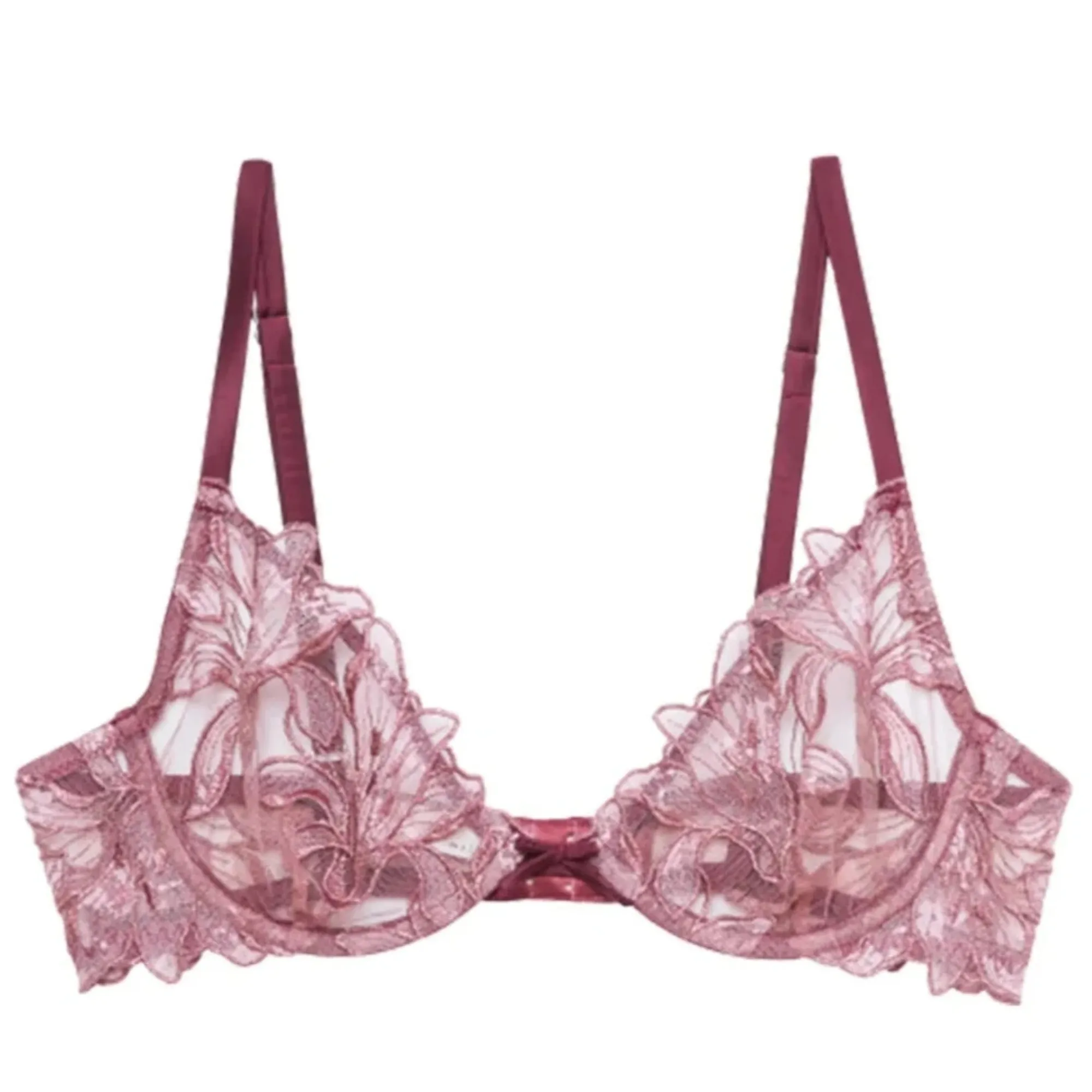 Fleur du Mal Lily Embroidery Plunge Demi Bra