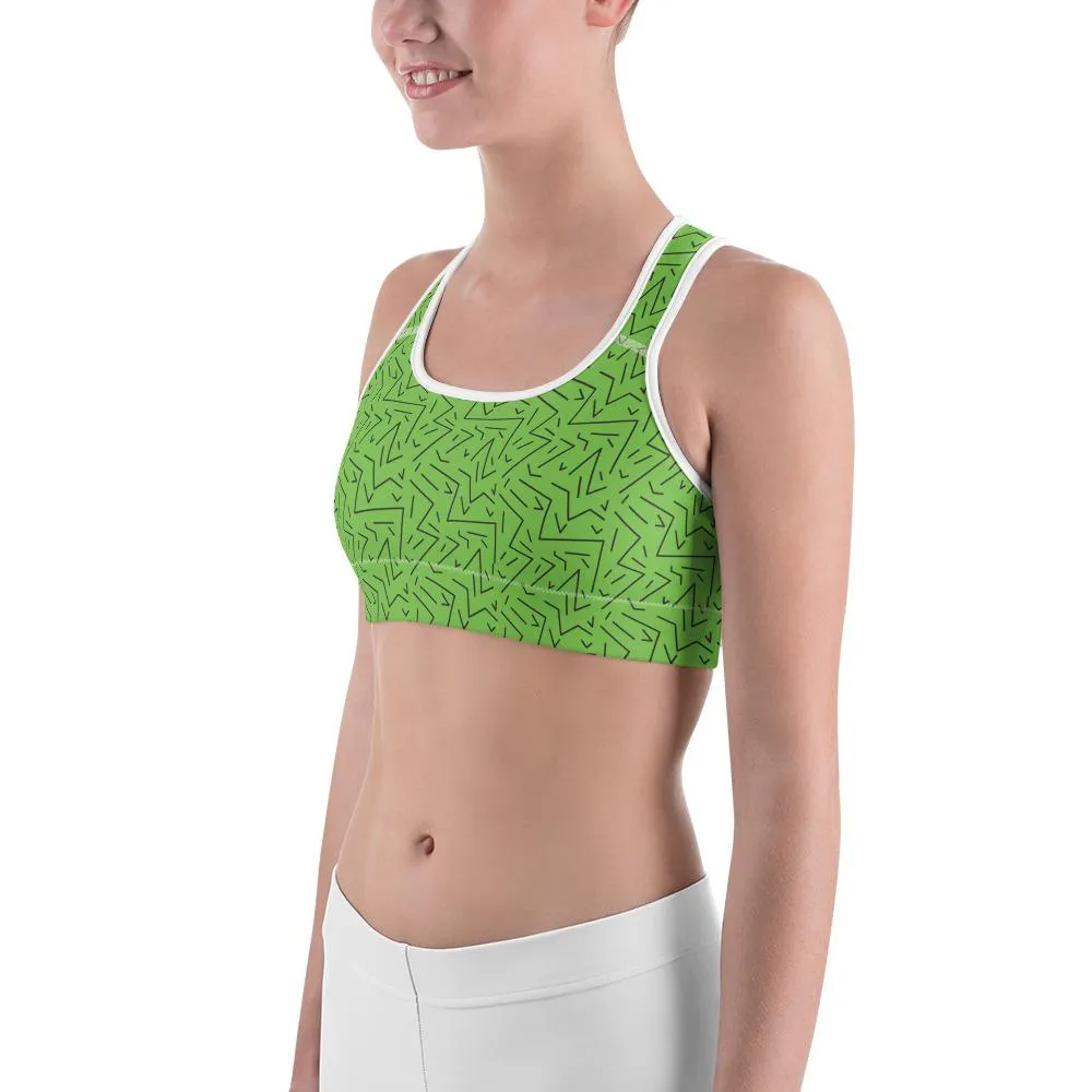 Green Black Line Sports Bra