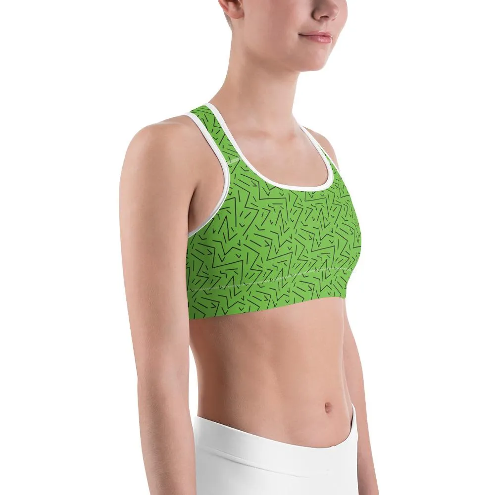 Green Black Line Sports Bra
