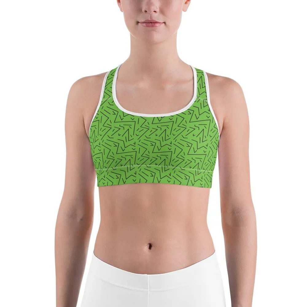 Green Black Line Sports Bra