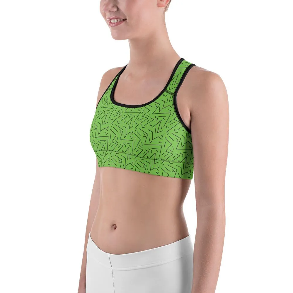 Green Black Line Sports Bra