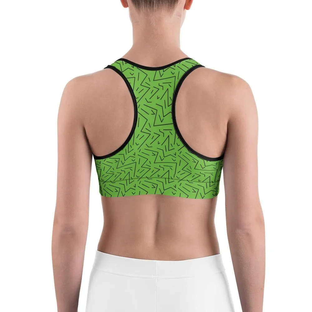 Green Black Line Sports Bra