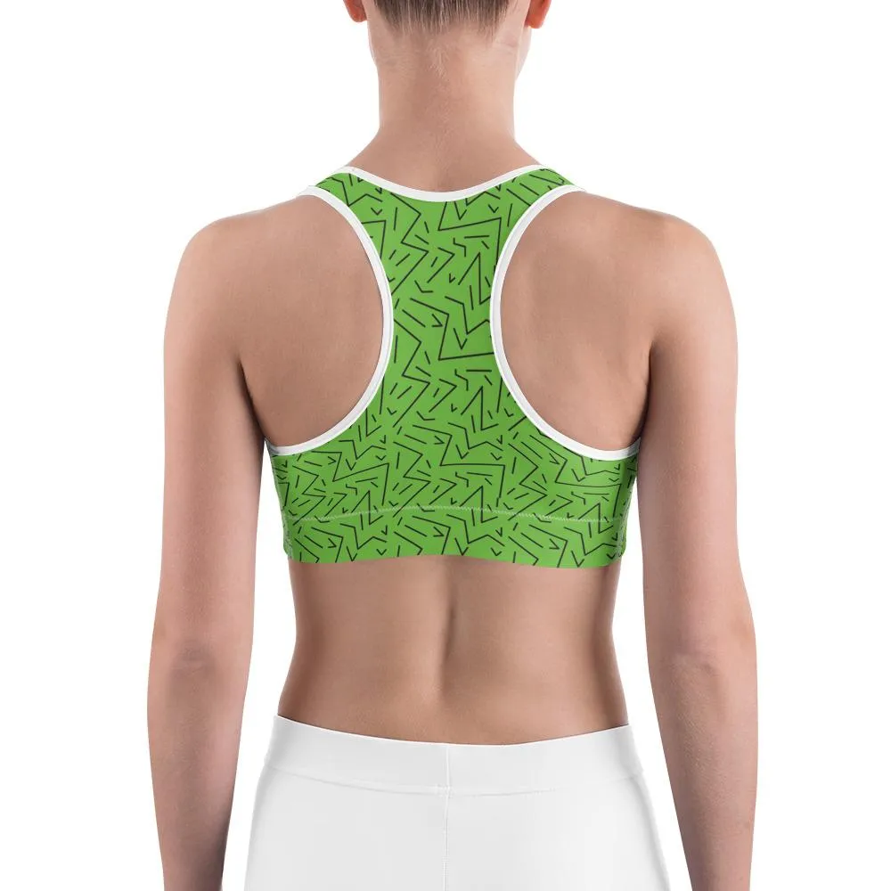 Green Black Line Sports Bra