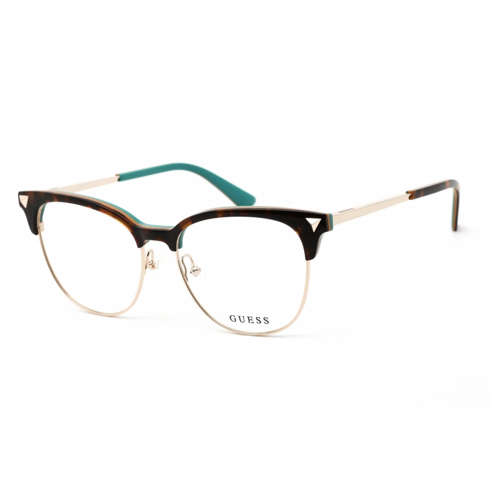 Guess Women's Eyeglasses - Clear Lens Dark Havana Metal Cat Eye Frame | GU2798 052
