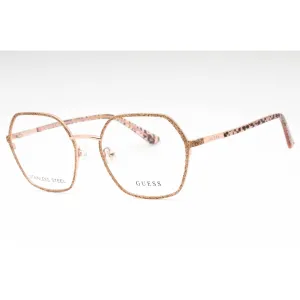 Guess Women's Eyeglasses - Shiny Rose Gold Geometric Full Rim Metal Frame | GU2912 028