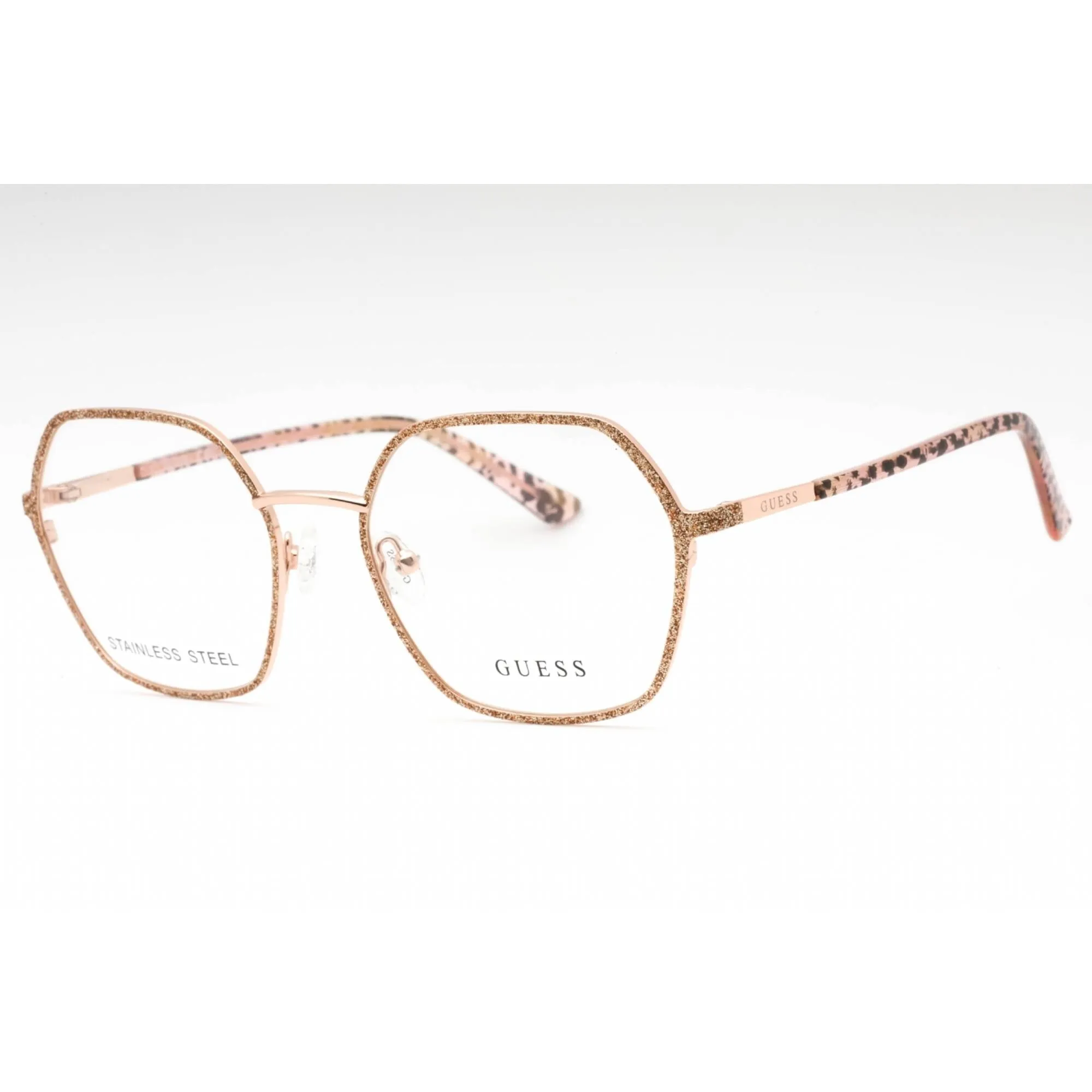 Guess Women's Eyeglasses - Shiny Rose Gold Geometric Full Rim Metal Frame | GU2912 028
