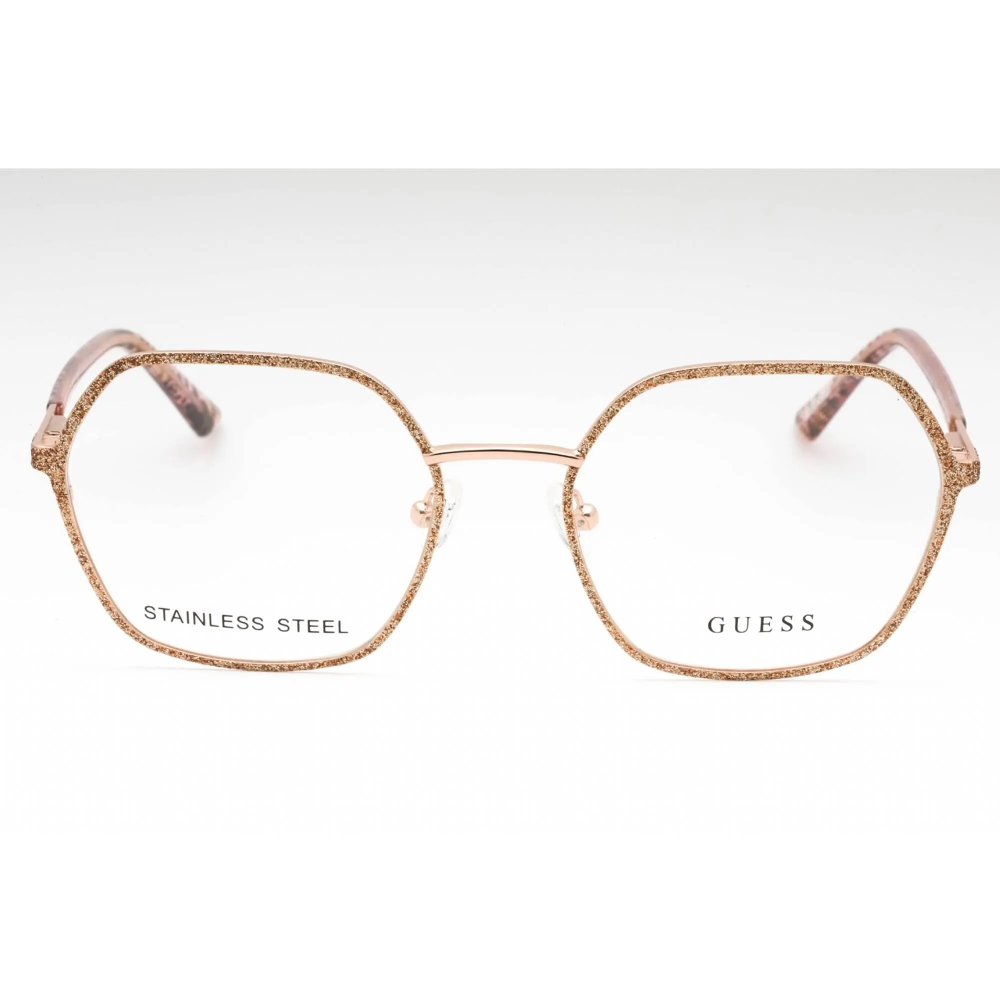 Guess Women's Eyeglasses - Shiny Rose Gold Geometric Full Rim Metal Frame | GU2912 028