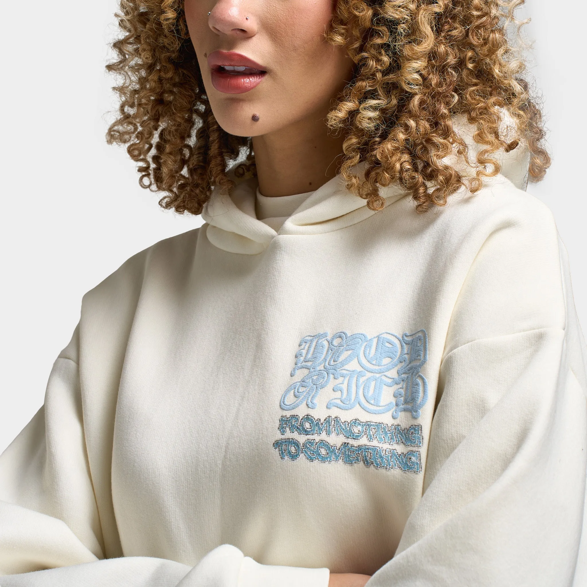 Hoodrich Women's Jewel Oversized Hoodie Blanc De Blanc / Clear Sky