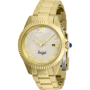 Invicta Women's Watch - Angel Date White MOP Dial Yellow Gold Steel Bracelet | 36058