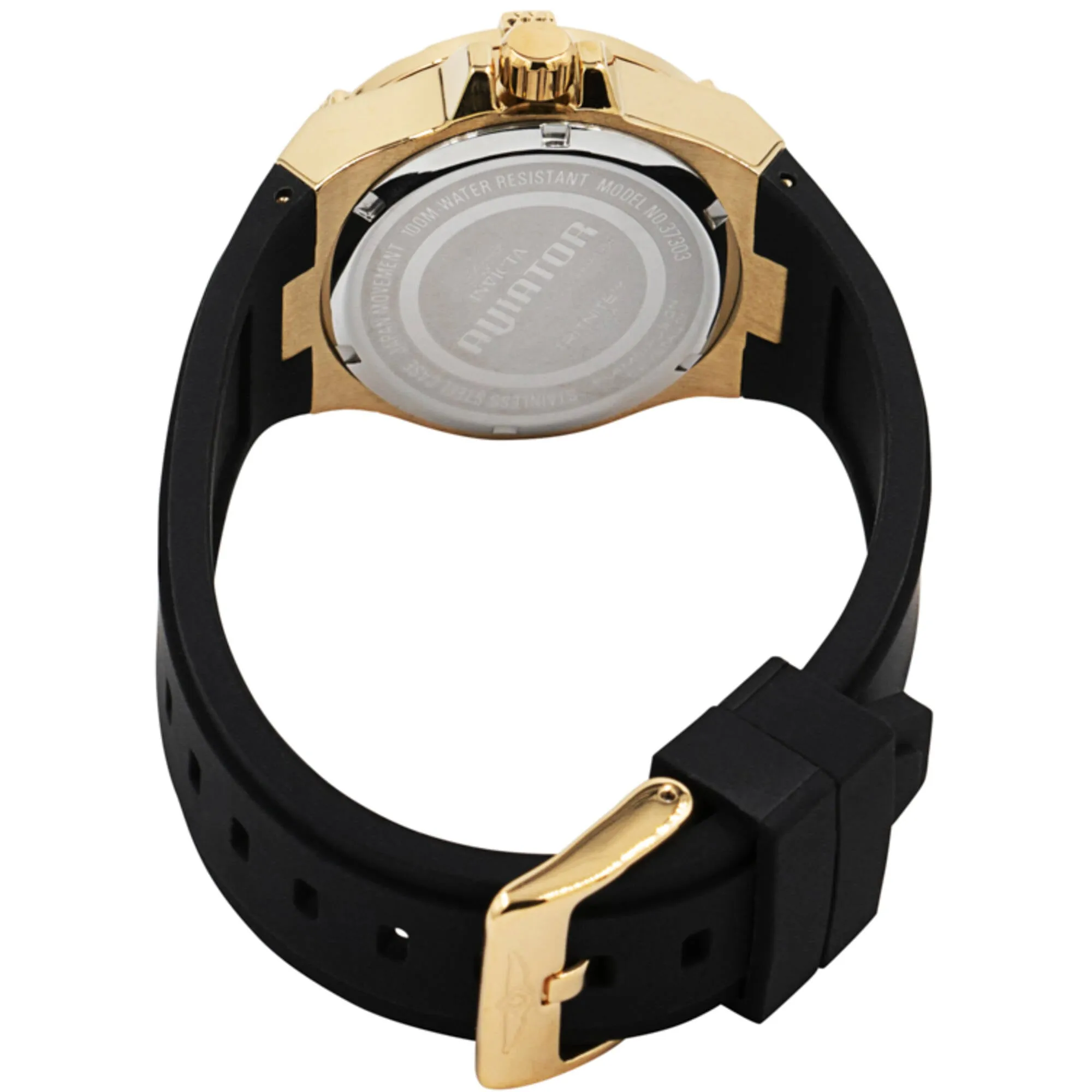 Invicta Women's Watch - Aviator Quartz Black MOP Dial Silicone Rubber Strap | 37303