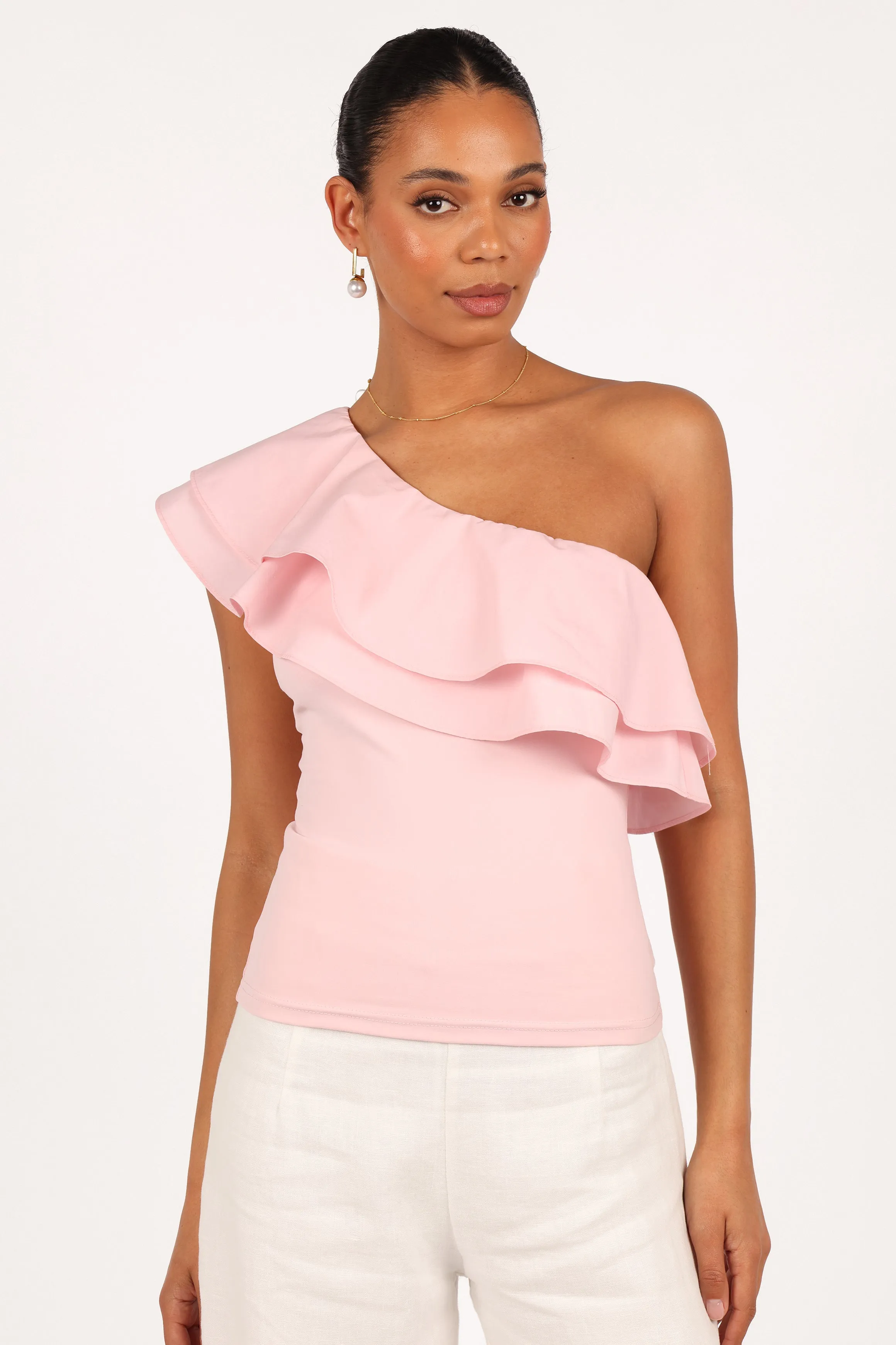 Kate One Shoulder Top - Petal Pink