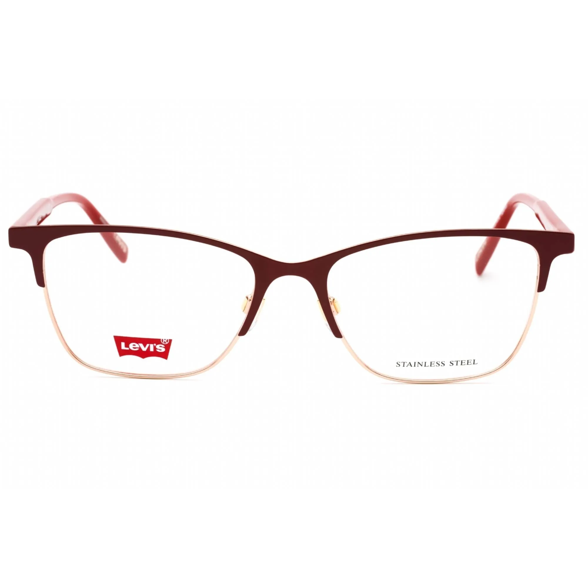 Levi's Women's Eyeglasses - Burgundy Metal Cat Eye Full Rim Frame | LV 1011 0LHF 00