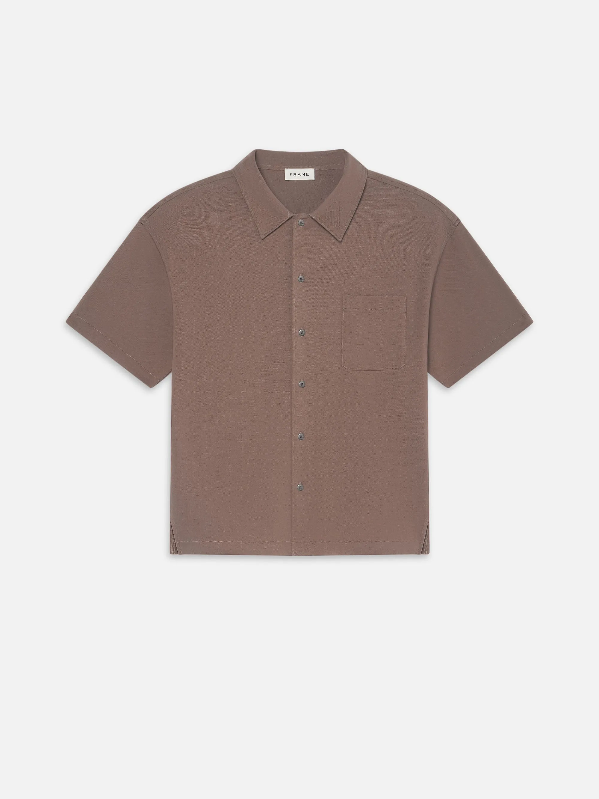 Light Pique Button Down Polo -- Mauve