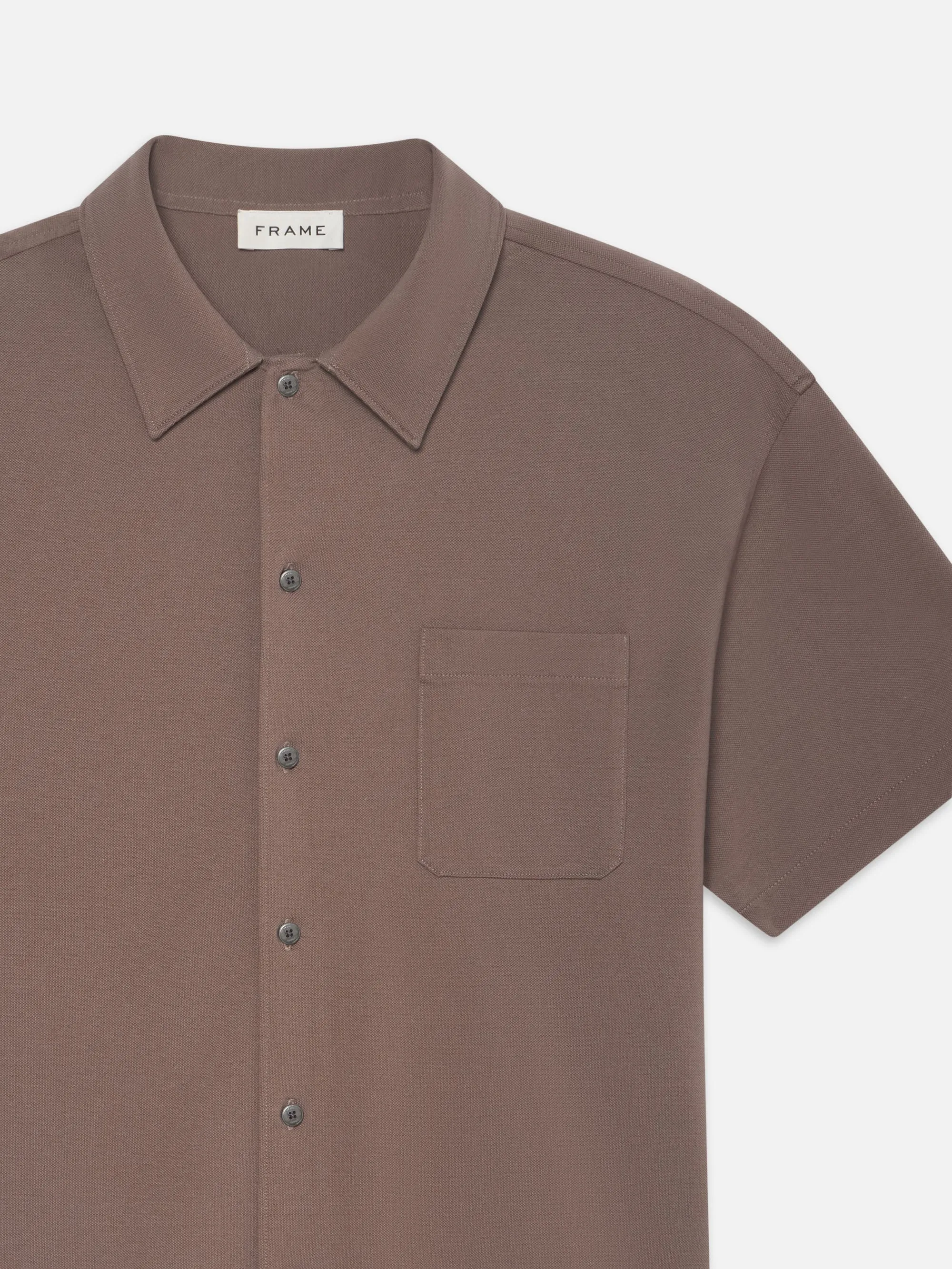 Light Pique Button Down Polo -- Mauve