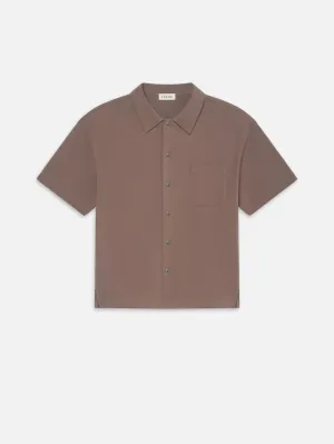 Light Pique Button Down Polo -- Mauve