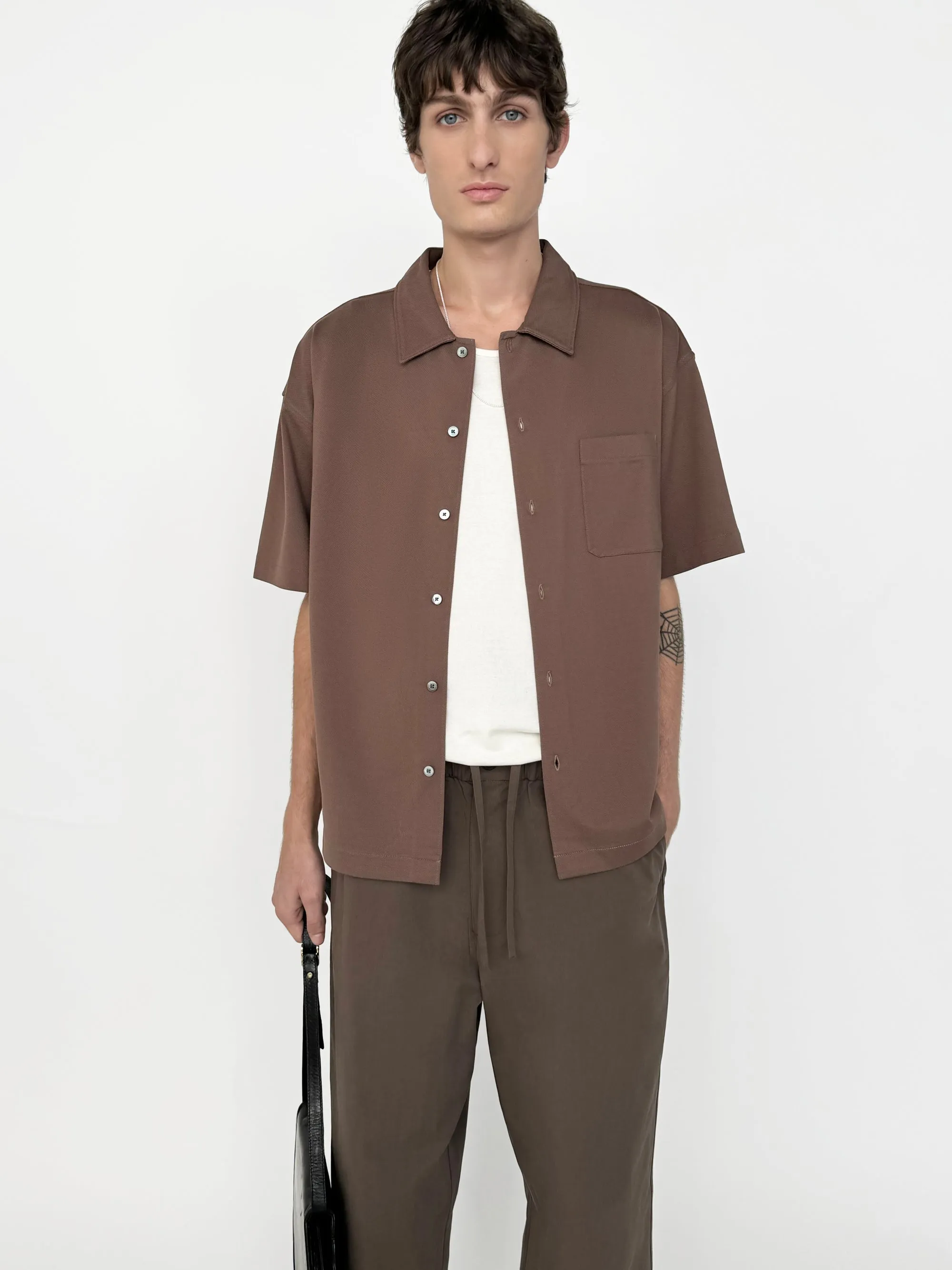 Light Pique Button Down Polo -- Mauve