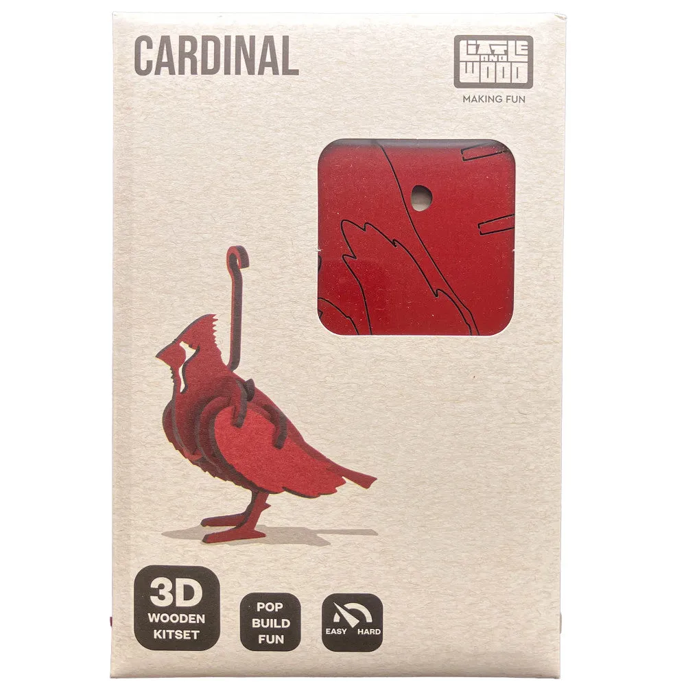 Little & Wood: Vibrant Cardinal 3D Wooden Puzzle Kit