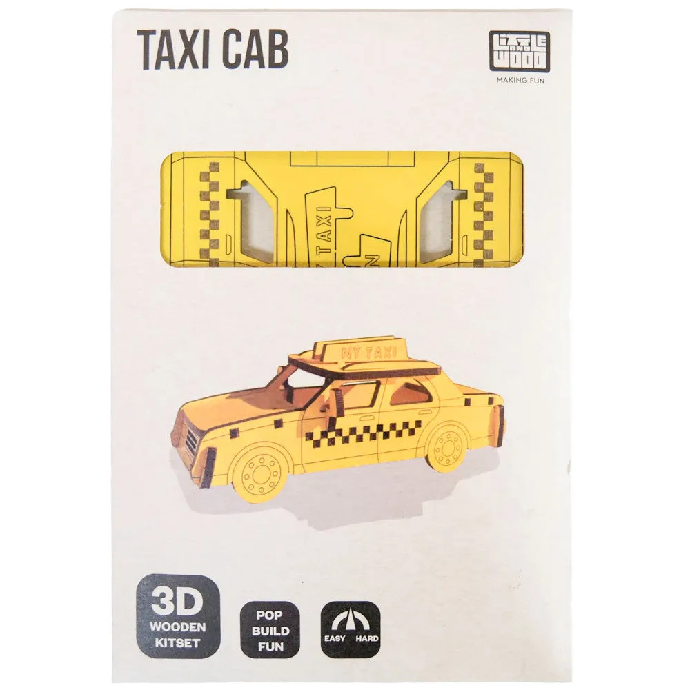Little & Wood: Woodlet: Vibrant Medium Taxi - 3D Wooden Kit