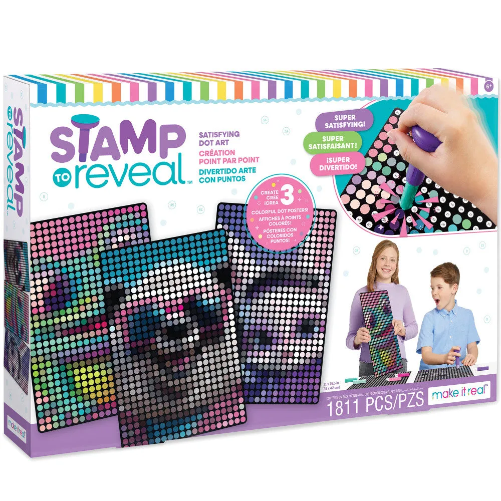 Make It Real Stamp to Reveal Dot Art Kit - DJ Bunny, Frog Princess, Chillin Panda