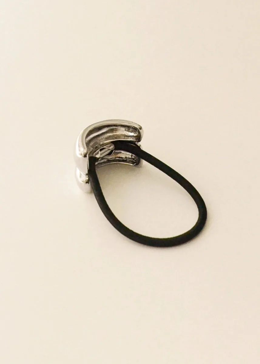 Mini Double Arch Metal Hair Tie - Silver