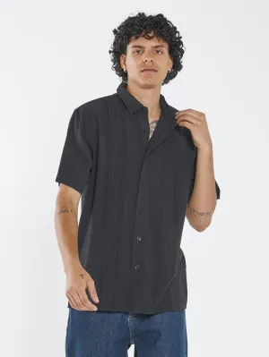 Minimal Jacquard Short Sleeve Shirt - Washed Black