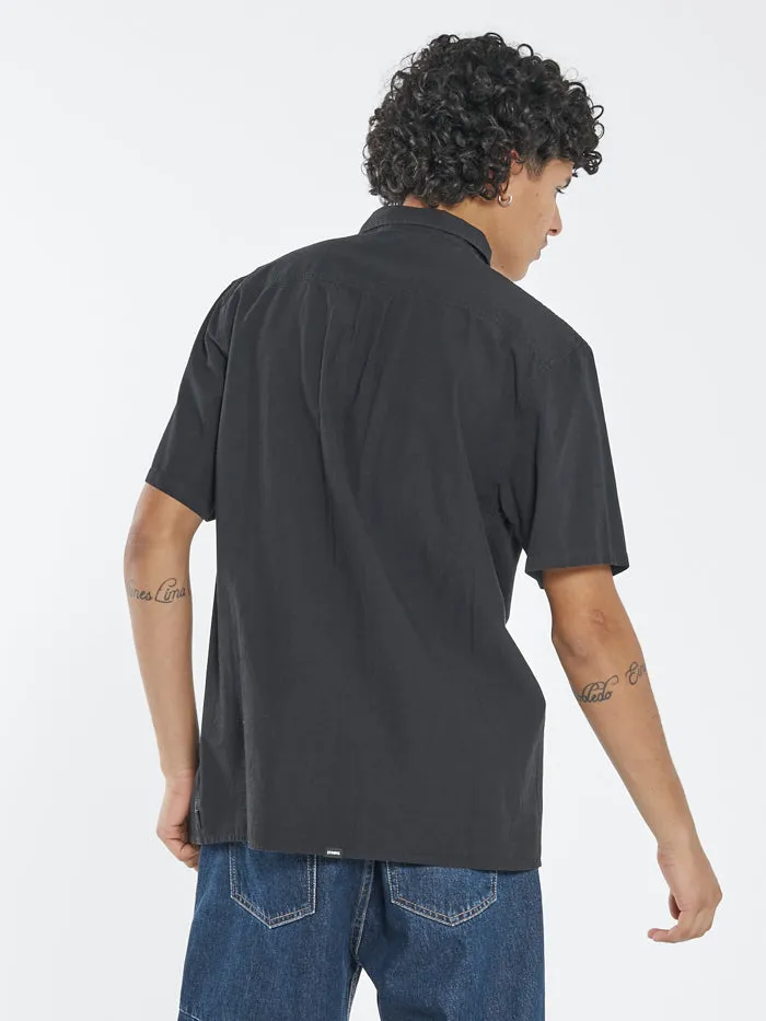 Minimal Jacquard Short Sleeve Shirt - Washed Black