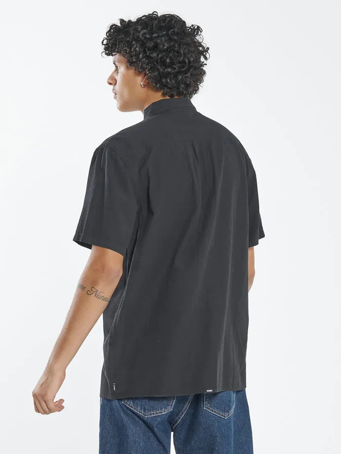 Minimal Jacquard Short Sleeve Shirt - Washed Black