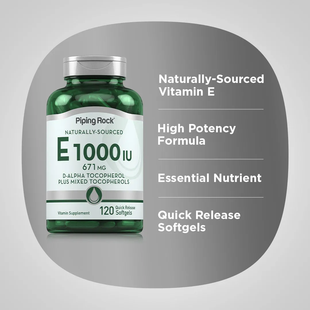 Natural Vitamin E plus Mixed Tocopherols, 1000 IU, 120 Quick Release Softgels
