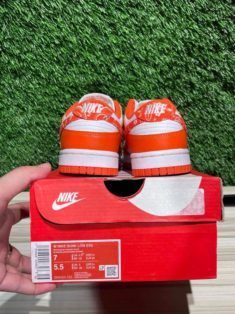 Nike Dunk Low Essential Paisley Pack Orange (Women's) Sz 5.5Y/7W.