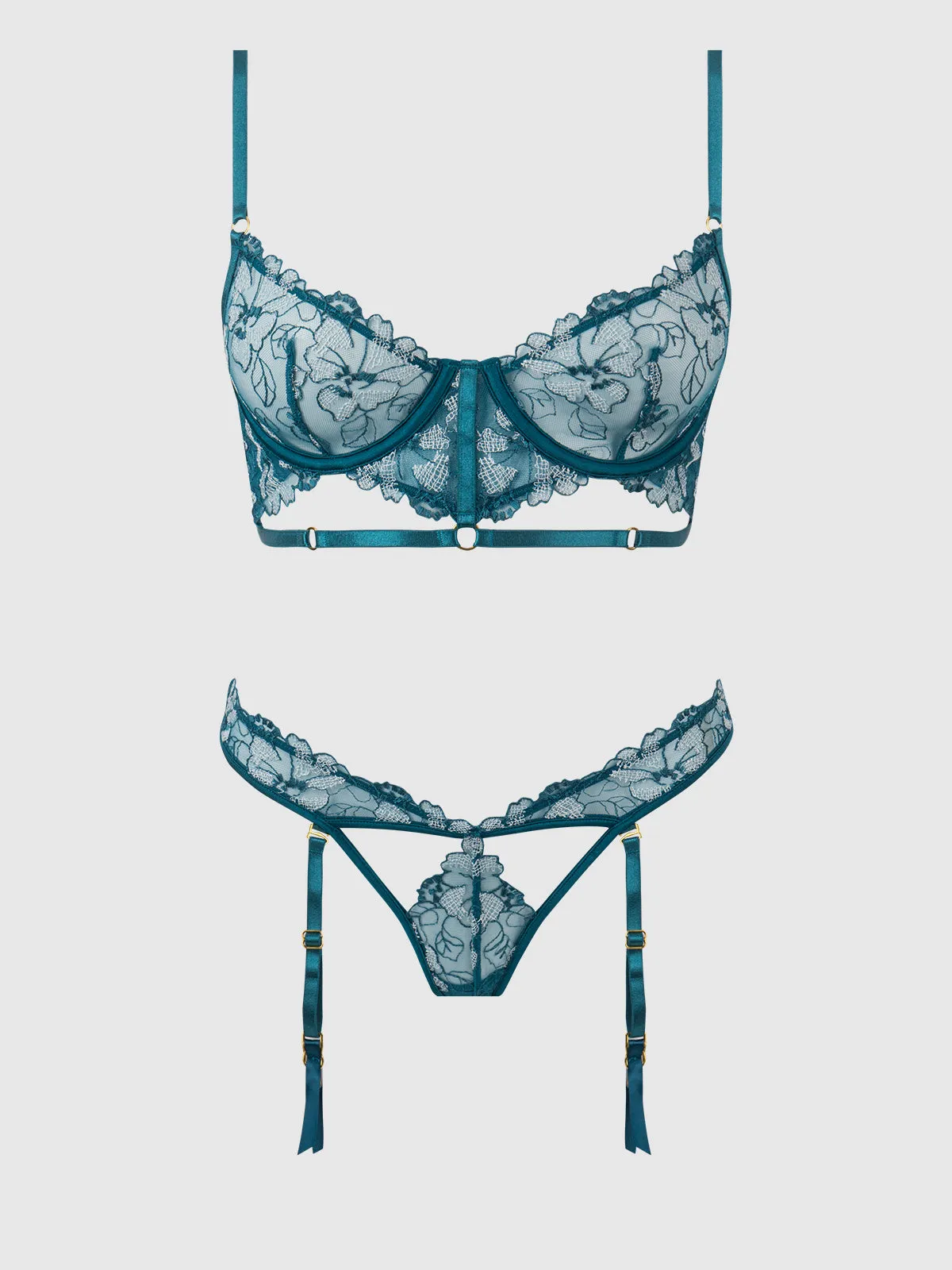 Nova Lace Lingerie Set In Blue