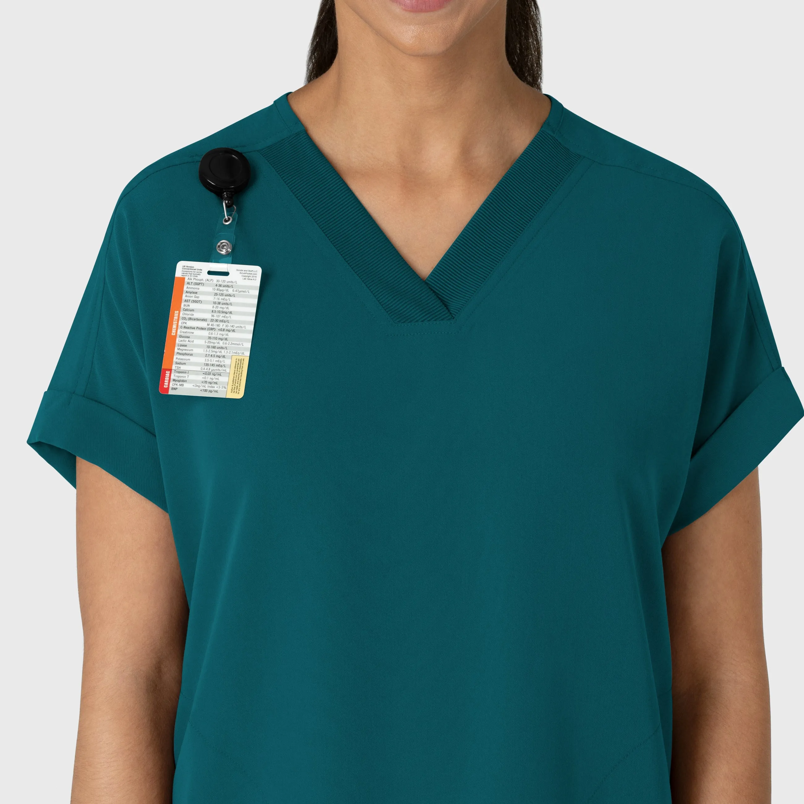 Nova Women's Drop Shoulder Boxy Scrub Top - Caribbean