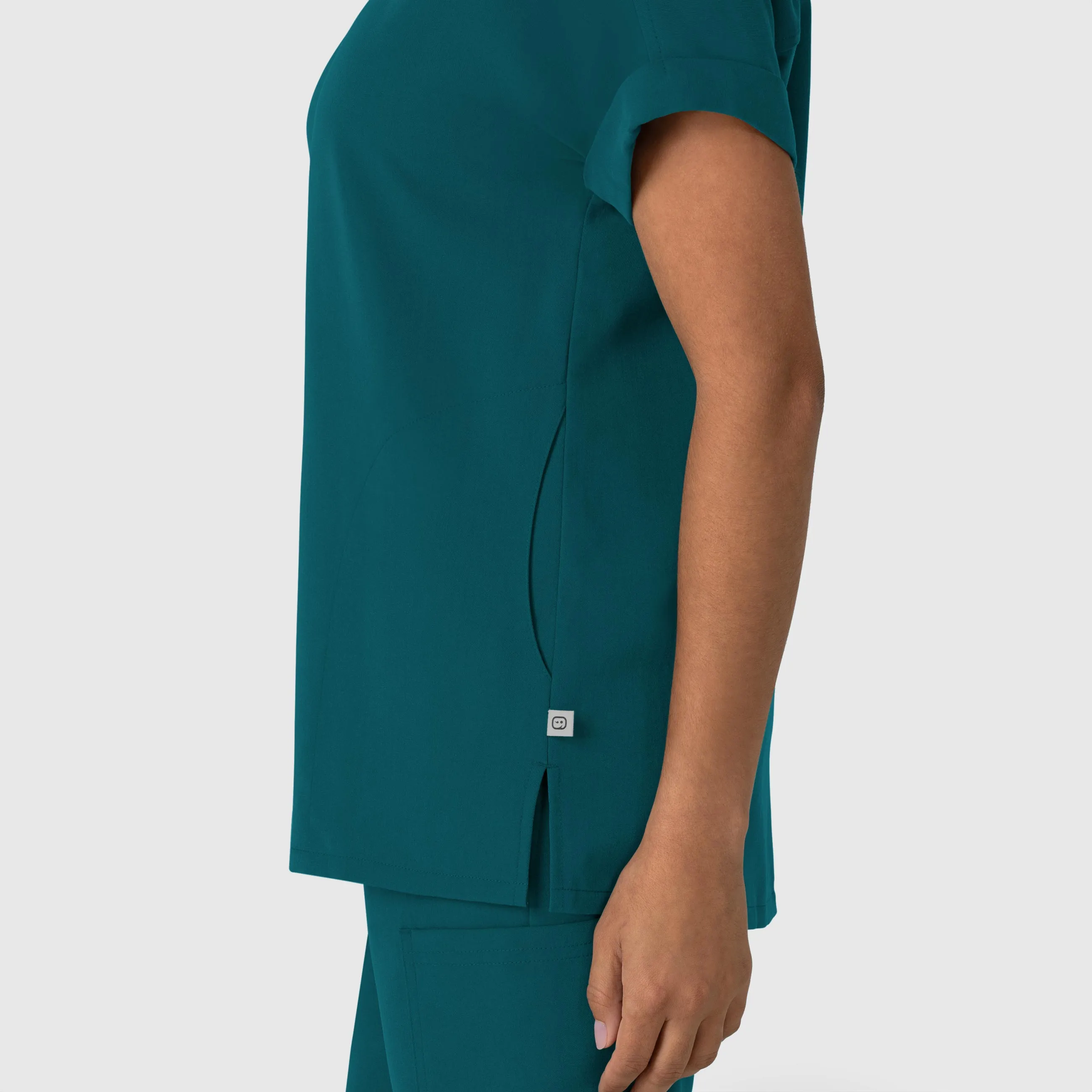 Nova Women's Drop Shoulder Boxy Scrub Top - Caribbean