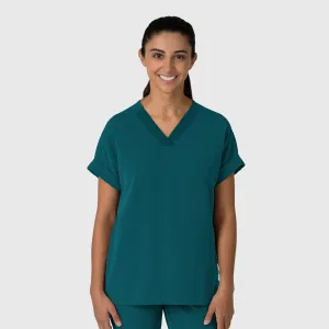 Nova Women's Drop Shoulder Boxy Scrub Top - Caribbean