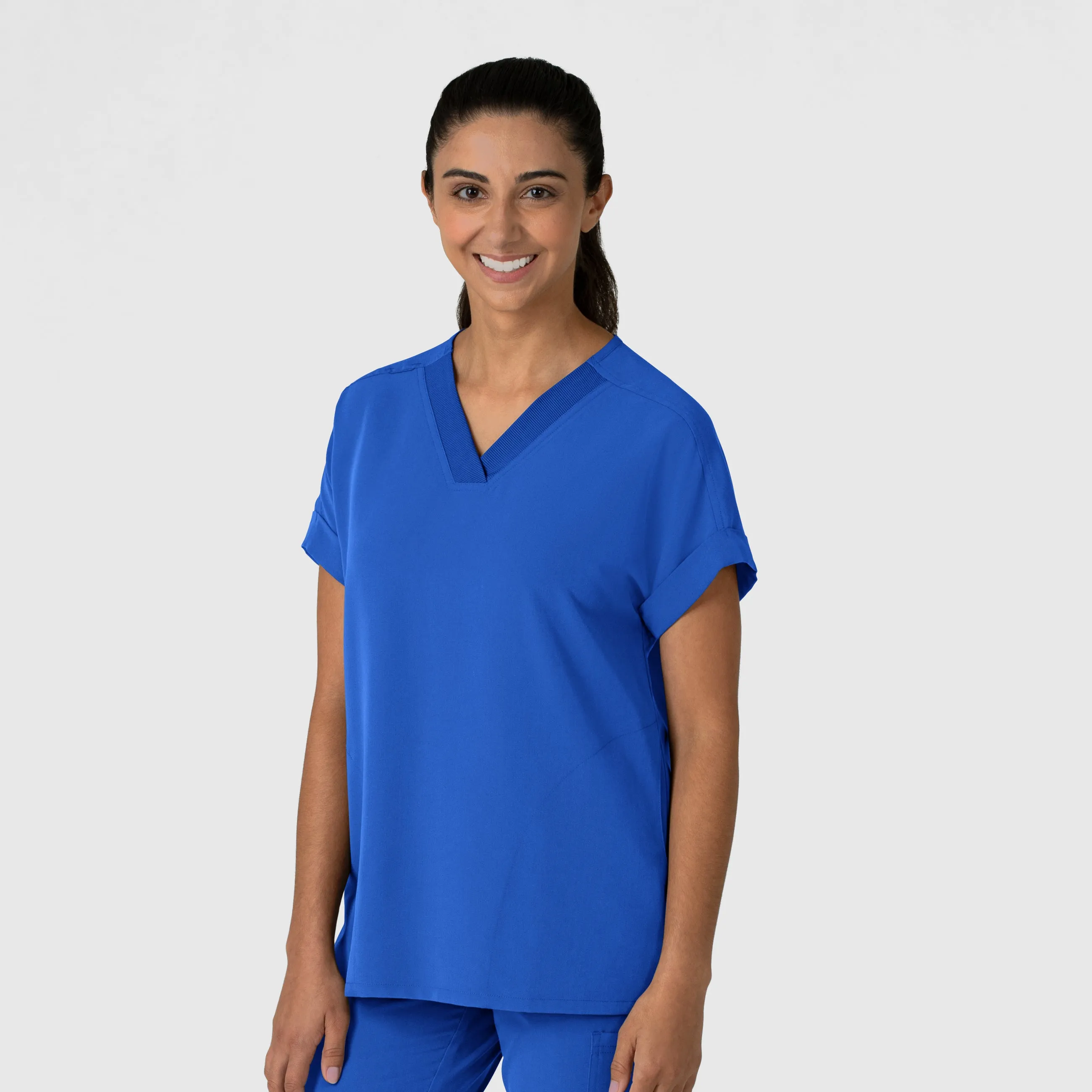 Nova Women's Drop Shoulder Boxy Scrub Top - Royal