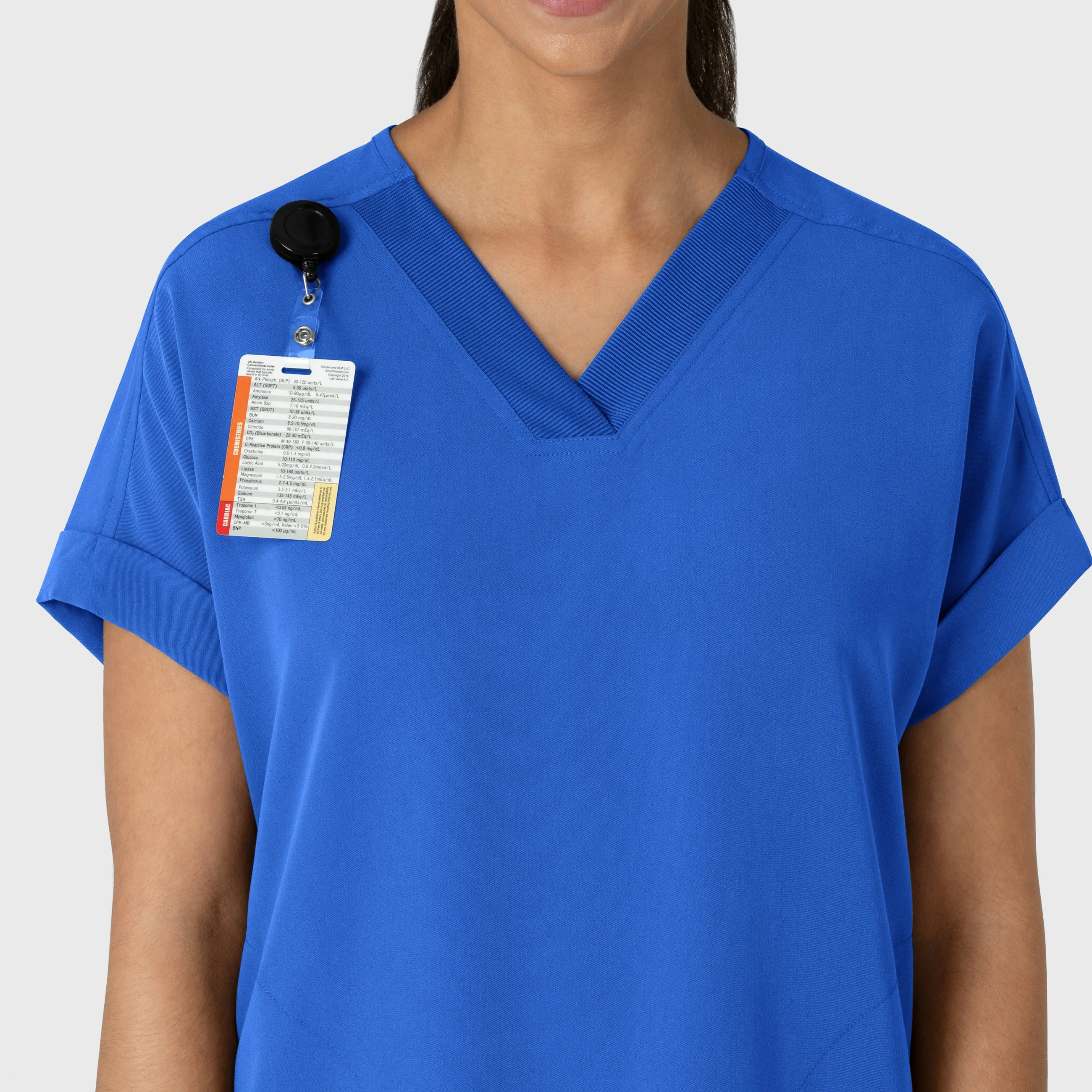 Nova Women's Drop Shoulder Boxy Scrub Top - Royal