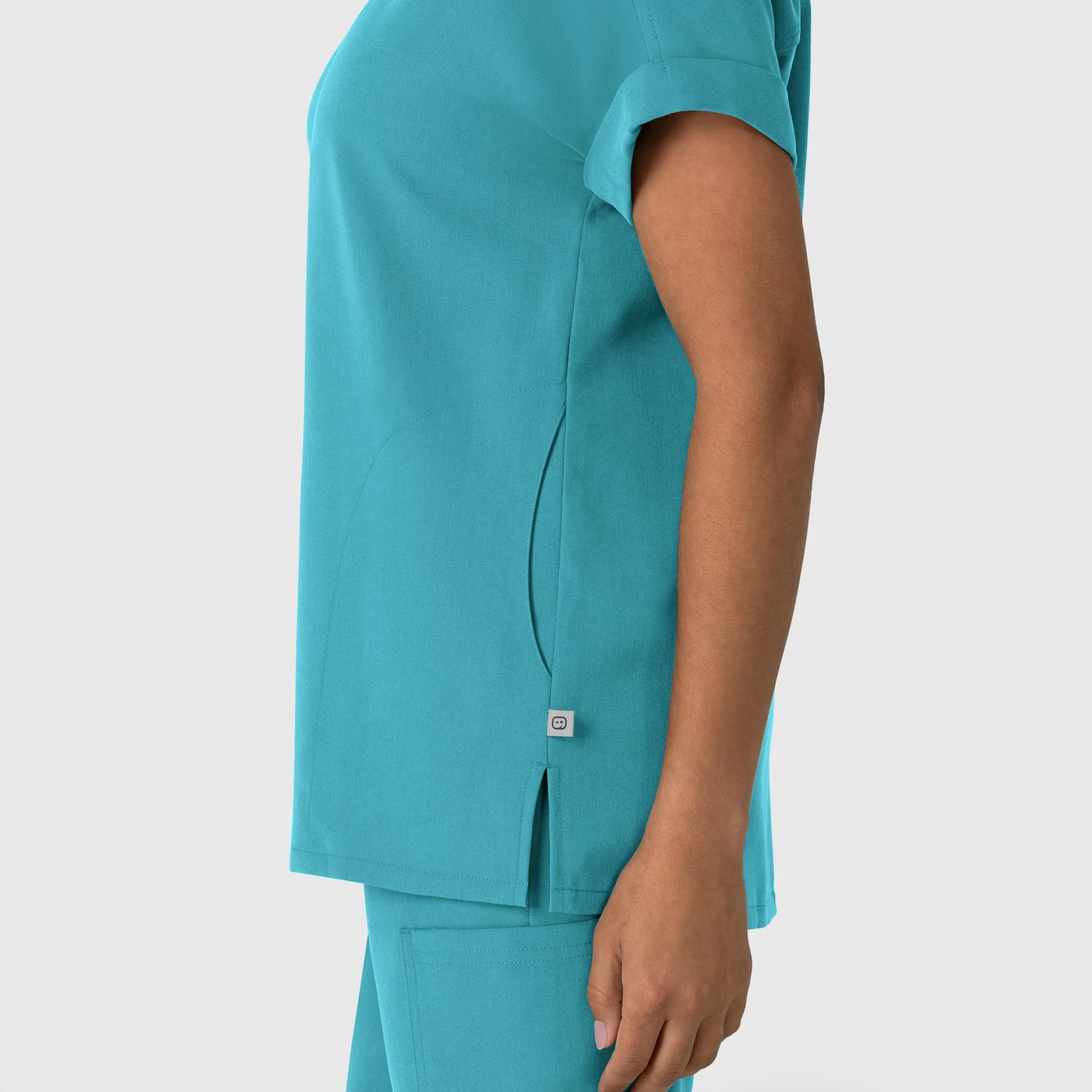 Nova Women's Drop Shoulder Boxy Scrub Top - Teal Blue